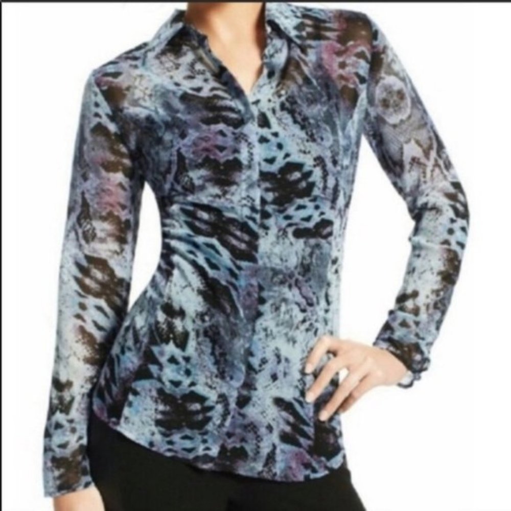 Cabi #609 Python Snakeskin Long Sleeve Button Dow… - image 8